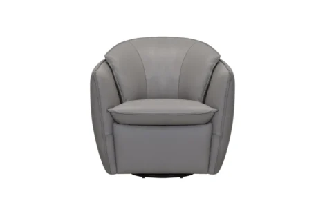 Swirl - swivel leather accent chair - Chalk - Image 3