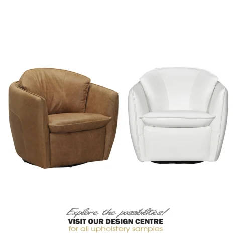 Swirl - swivel leather accent chair - Chalk - Image 4