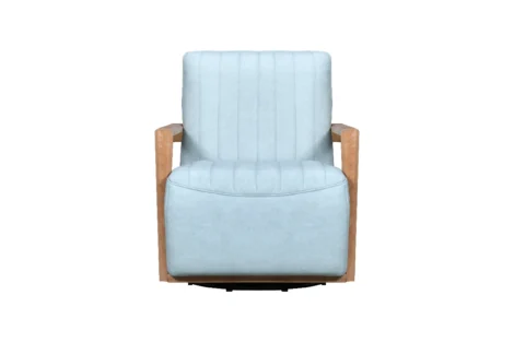 DECOR - Leather Accent Chair - Sky Blue - Image 2