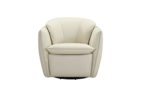 Swirl - swivel leather accent chair - Chalk - Image 2