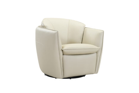 Swirl - swivel leather accent chair - Chalk