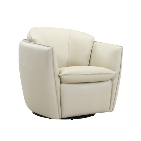 Swirl - swivel leather accent chair - Chalk