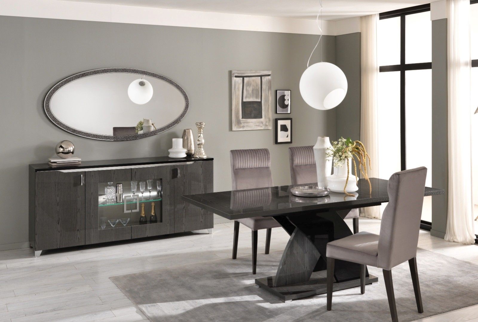 Metropol Grey - Italian - Extendable Dining 7pc Set - Image 4