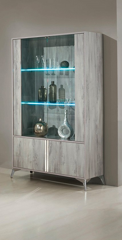 Alexa Light Grey Italian 2 Door Vitrine
