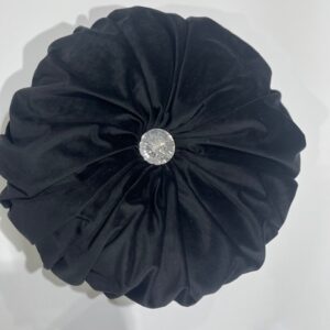 Cushion - Round Velvet stock black & crystal