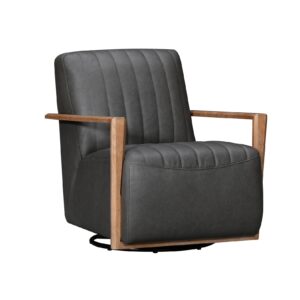 DECOR - Leather Accent Chair - Gravel