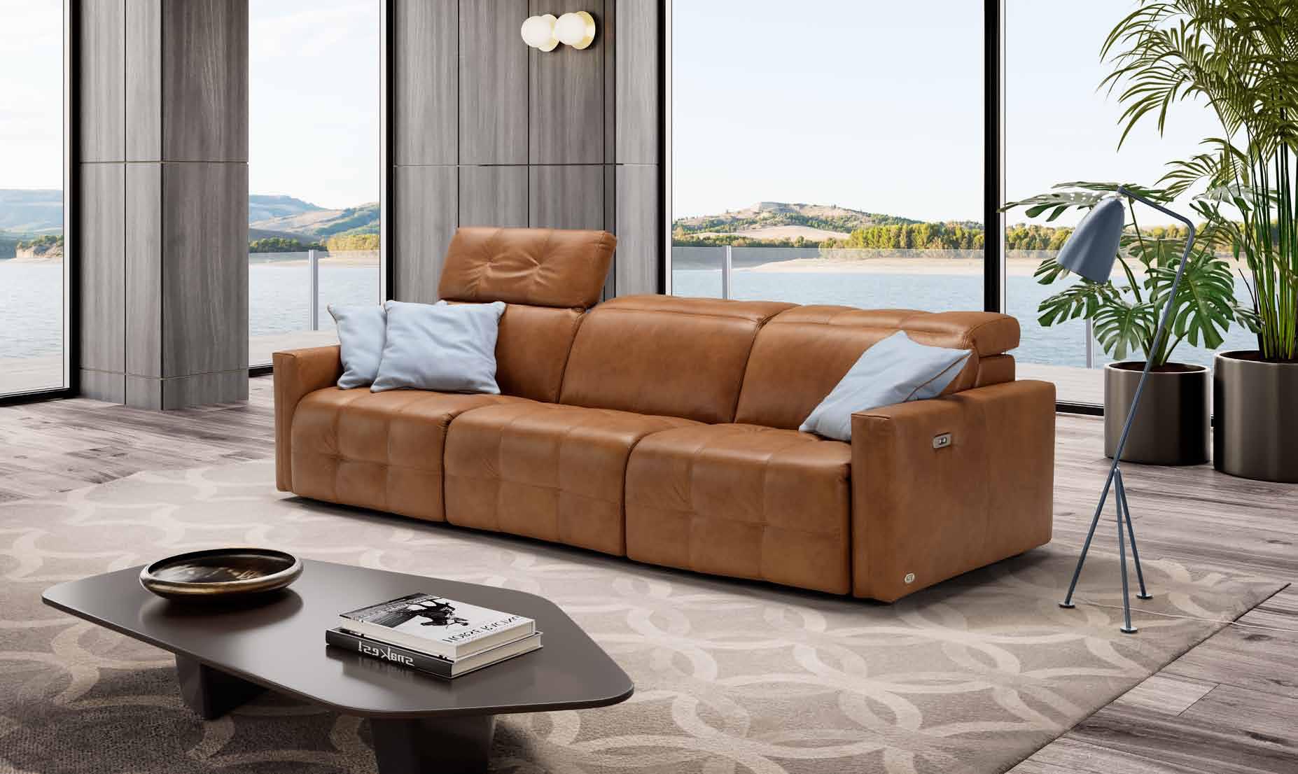 DECOR Italian Full Leather Recliner Sofa