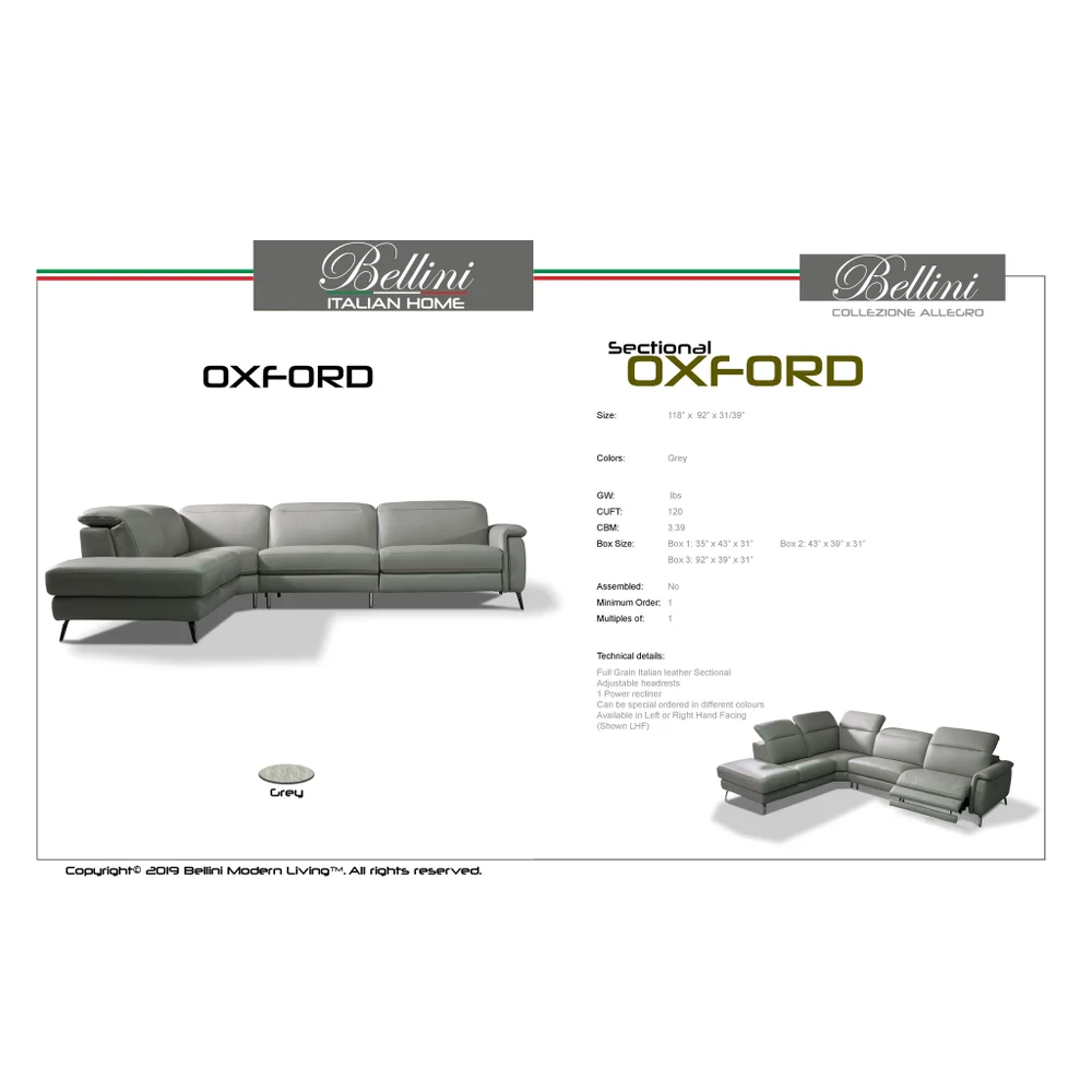 Oxford - Sectional LHF Chaise End Power Recliner - White - Image 2