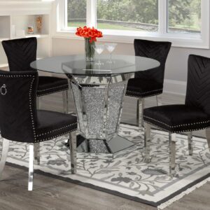 Round Crystal Mirror Dining Table Only