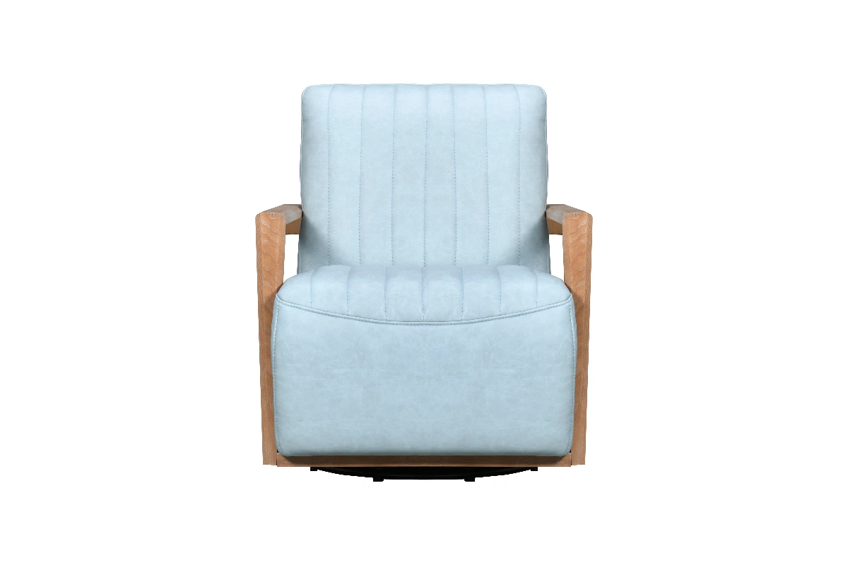 DECOR - Leather Accent Chair - Sky Blue - Image 2