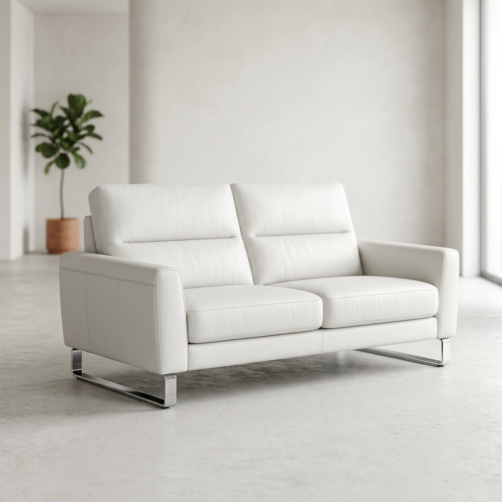 TRILUSA White Italian Leather Loveseat