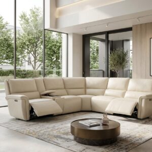 BELFAST - Chalk - 6 Pc Sectional - Leather Power Recliner